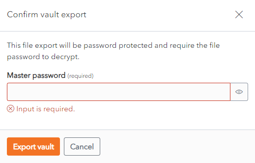 confirm vault export encrypted vault - password protected.png